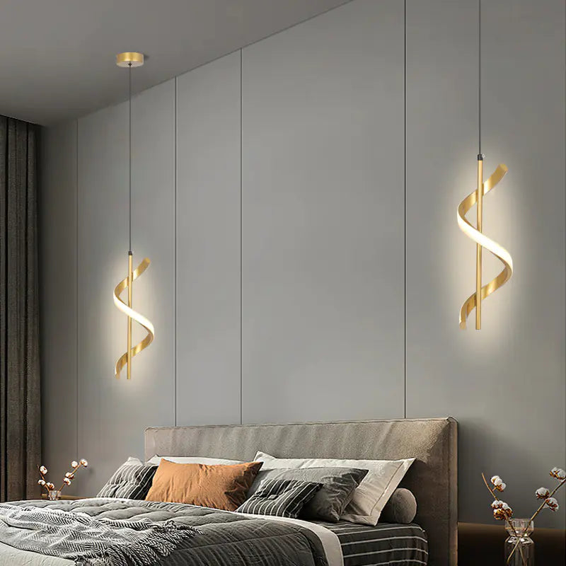Modern Spiral Pendant Light for Dining Room &amp; Bedroom