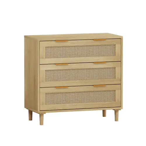 3 Drawers Rattan Storage Cabinet Rattan Drawers, Suitable For Bedroom, Living Room, Dining Room, Hallway