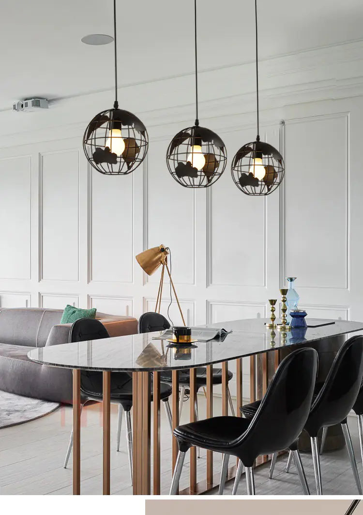 Industrial Vintage Globe Pendant Light for Dining Room