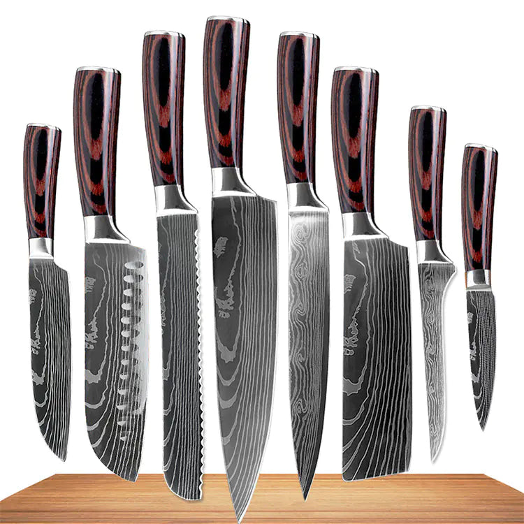 8-Piece Kitchen Knife Set with Colorful Handles
