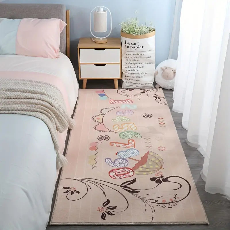 Modern Minimalist Faux Cashmere Bedroom Rug