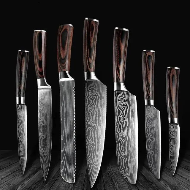 8-Piece Kitchen Knife Set with Colorful Handles