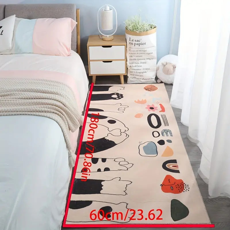Modern Minimalist Faux Cashmere Bedroom Rug