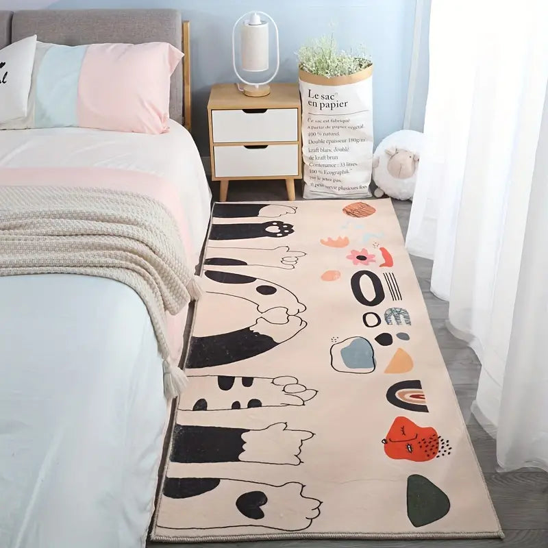 Modern Minimalist Faux Cashmere Bedroom Rug
