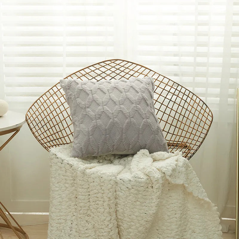 Fur Pillow Cover for Sofa Decoration