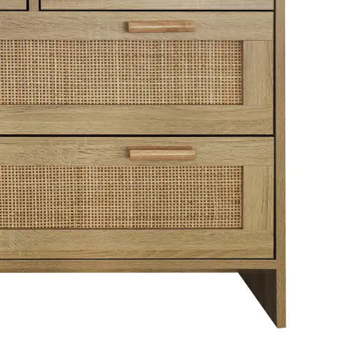 4 Drawer Rattan Cabinet, Suitable For Bedroom, Living Room, Dining Room, Hallway, Easy To Assemble