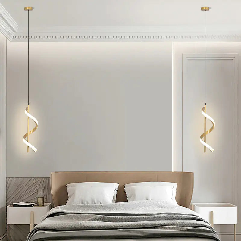 Modern Spiral Pendant Light for Dining Room &amp; Bedroom