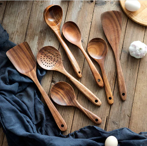 7-Piece Wooden Kitchen Utensil Set (One Set)