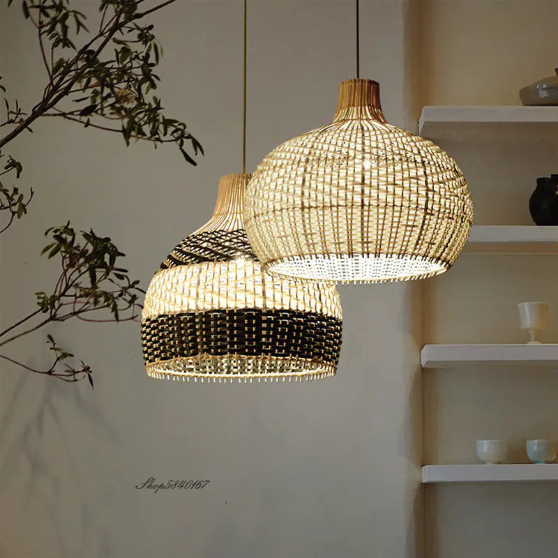 Vintage Rattan Pendant Lamp for Dining Room Decor