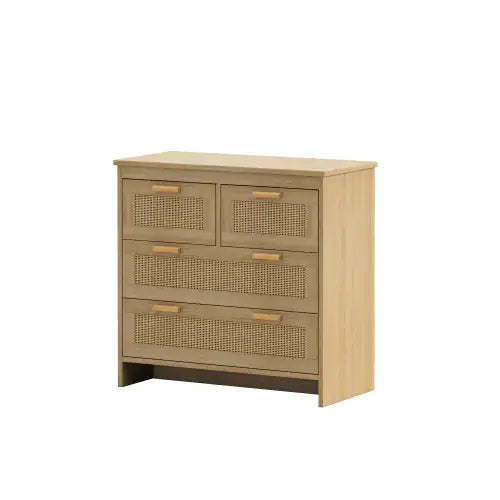4 Drawer Rattan Cabinet, Suitable For Bedroom, Living Room, Dining Room, Hallway, Easy To Assemble