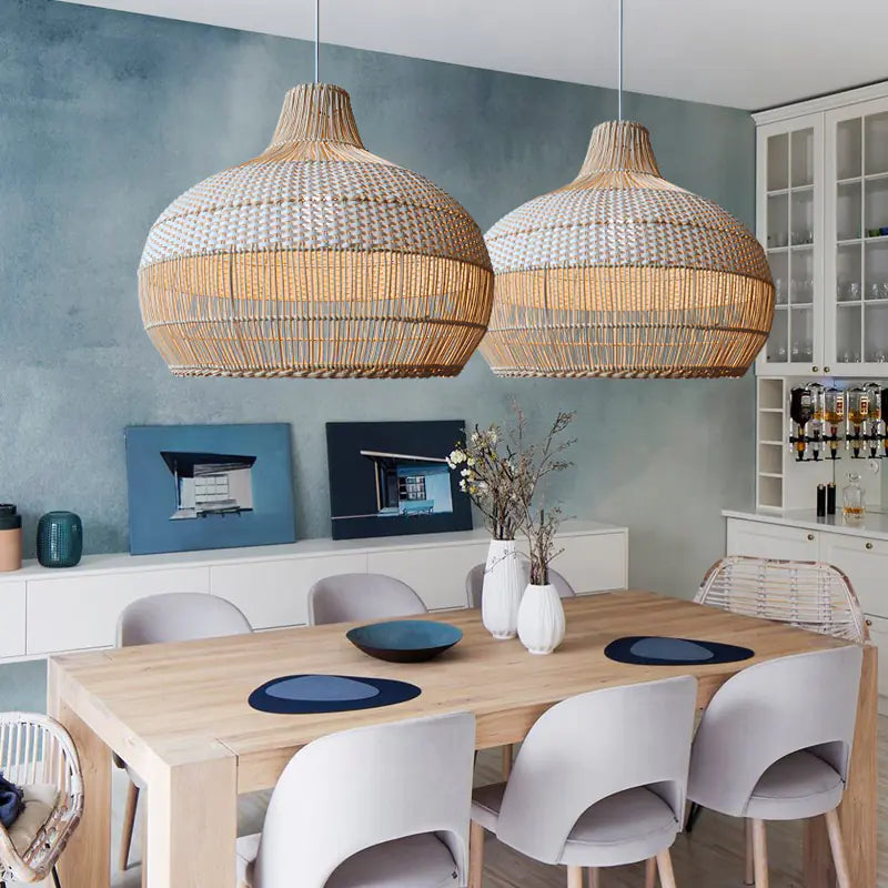 Vintage Rattan Pendant Lamp for Dining Room Decor