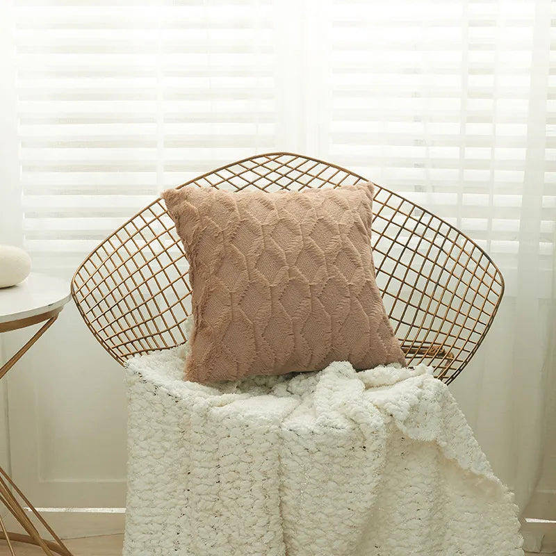 Fur Pillow Cover for Sofa Decoration