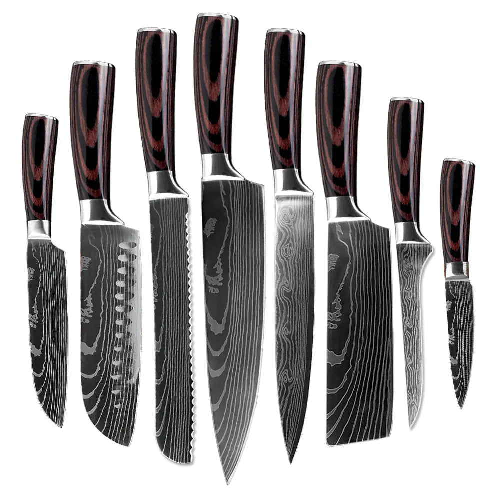 8-Piece Kitchen Knife Set with Colorful Handles