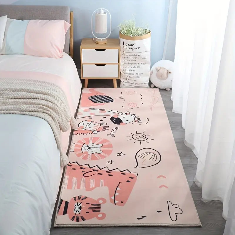 Modern Minimalist Faux Cashmere Bedroom Rug